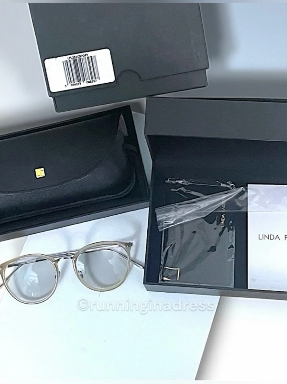 Linda Farrow Calthorpe Oval Glasses NWT LFL251 White Gold Full Boutique Box Set